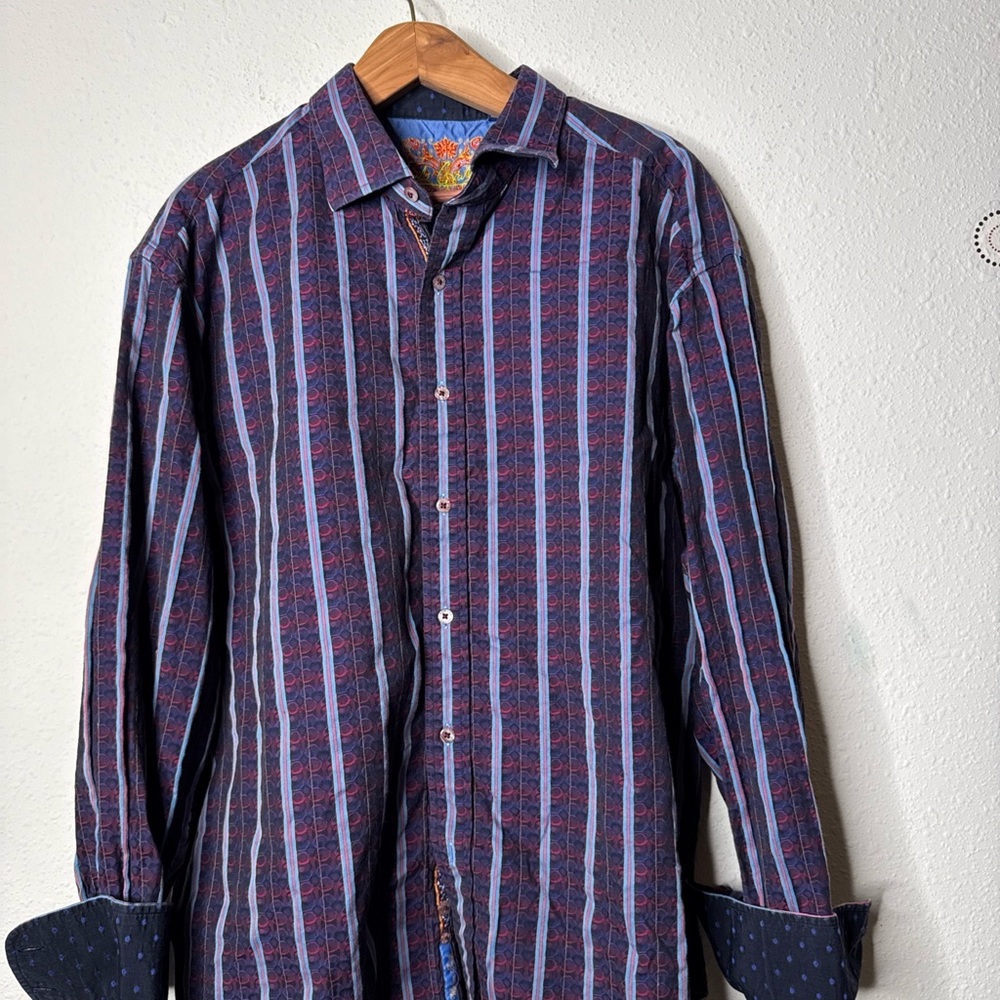 Robert Graham Men’s Button Down Shirt Size 2XL, Purple - Picture 2 of 12